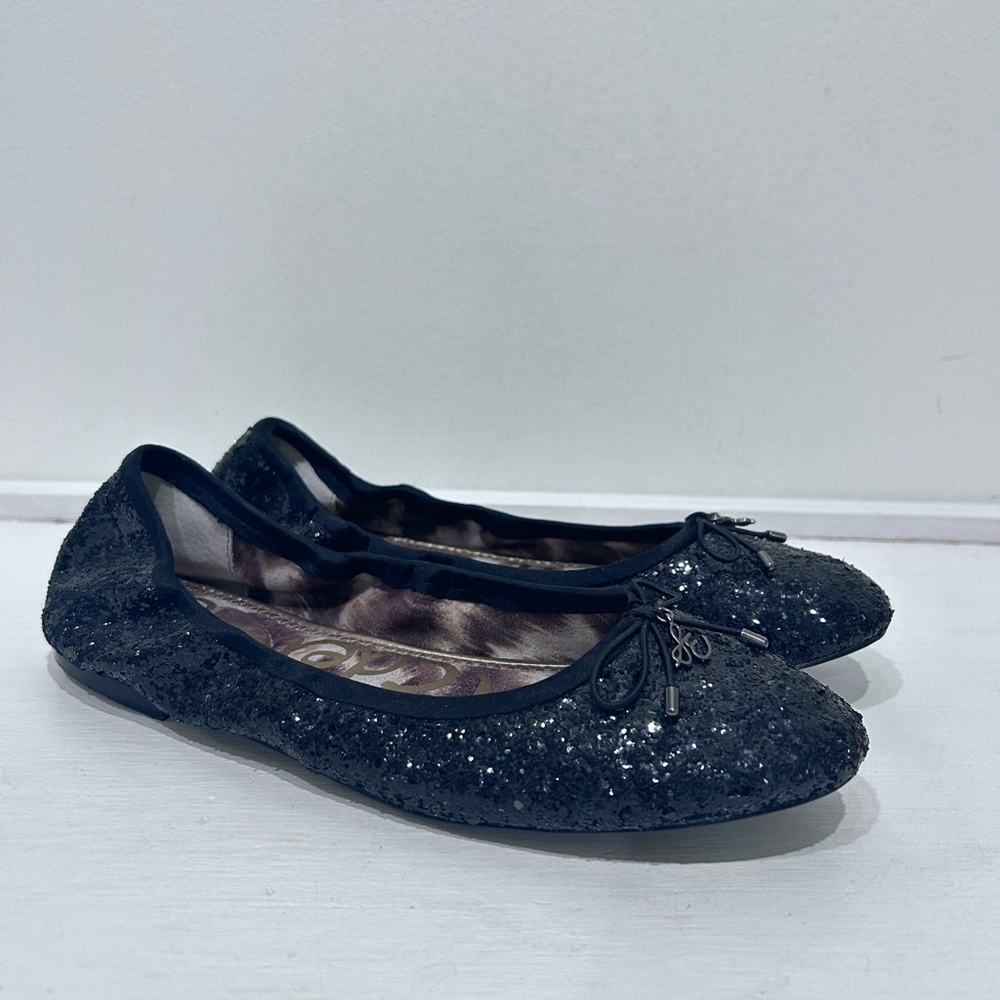 Sam Edelman Women’s Felicia  Black Sequins Ballet‎ Flat Shoes Slip On Size 7.5